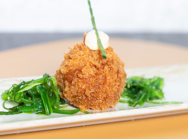 Red shrimp croquette with miso mayonnaise
